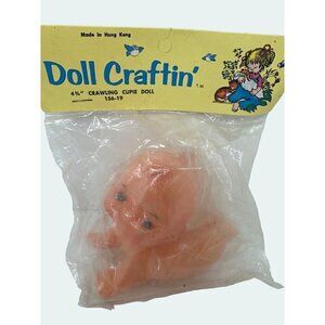 Vintage Kewpie Doll Crawling Rubber Vinyl Naked Baby Shower Cake Topper 4.75 in